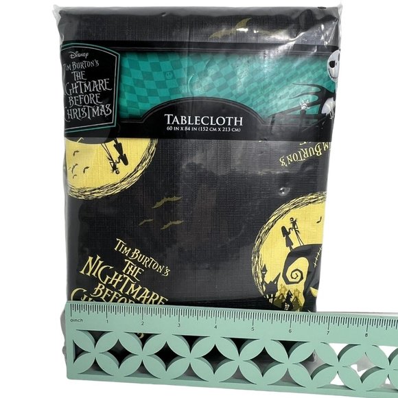Disney Nightmare Before Christmas Tablecloth 60"X84" Oogie Boogie Black Yellow - Picture 9 of 12